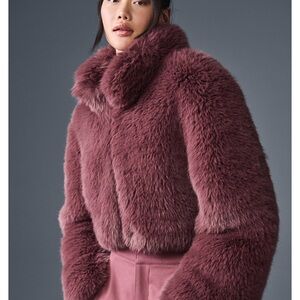 Alo yoga opulent cropped faux fur jacket